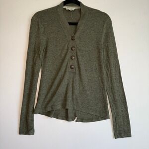 Anthropologie Saturday/Sunday Henley Sweater, Green, Size XS